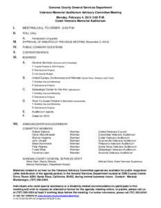 Veterans Advisory Committee - Meeting Agenda February[removed]