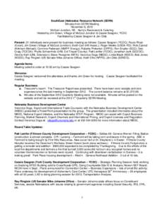 SouthEast (Nebraska) Resource Network (SERN) Minutes from SERN Meeting November 6, 2012 McCool Junction, NE - Kerry’s Restaurant & Catering Hosted by Jim Green, Village of McCool Junction & Cassie Seagren, YCDC Facilit