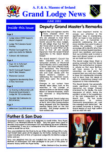 A. F. & A. Masons of Ireland  Grand Lodge News JUNE[removed]Inside this issue