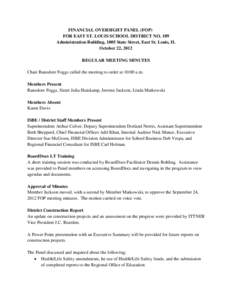 East St. Louis School District 189 Financial Oversight Panel Meeting Minutes - October 22, 2012