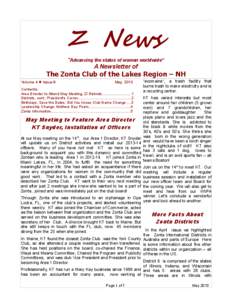 Z News  “Advancing the status of women worldwide” A Newsletter of