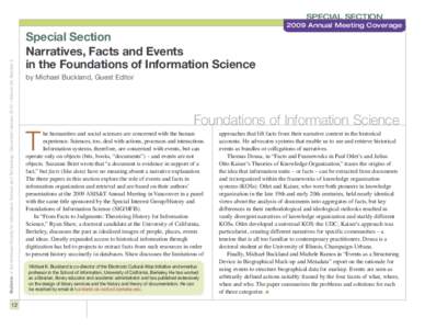 SPECIAL SECTION  Bulletin of the American Society for Information Science and Technology – December/January 2010 – Volume 36, Number[removed]Annual Meeting Coverage
