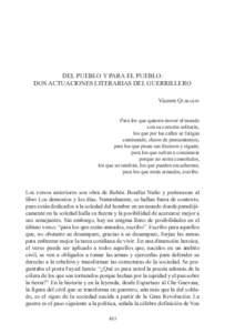DEL PUEBLO Y PARA EL PUEBLO: DOS ACTUACIONES LITERARIAS DEL GUERRILLERO Vicente QUIRARTE