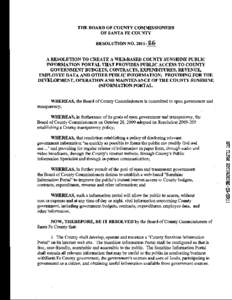 THE BOARD OF COUNTY COMMISSIONERS  OF SANTA FE COUNTY RESOLUTION NO[removed]