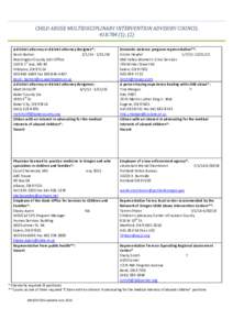 CHILD ABUSE MULTIDISCIPLINARY INTERVENTION ADVISORY COUNCIL[removed]), (2) A district attorney or district attorney designee*: Kevin Barton[removed] Washington County DA’s Office