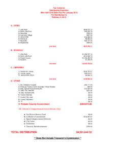 Tax Collector Distribution Summary After Half Cent Sales Tax For January 2012 For Distribution in February 5, 2012