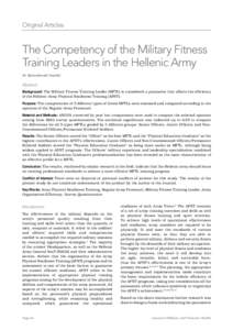 Original Articles  The Competency of the Military Fitness Training Leaders in the Hellenic Army Dr. Kontodimaki Vasiliki