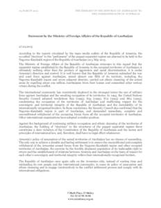 03 MARCHTHE EMBASSY OF THE REPUBLIC OF AZERBAIJAN TO THE COMMONWEALTH OF AUSTRALIA  Statement by the Ministry of Foreign Affairs of the Republic of Azerbaijan
