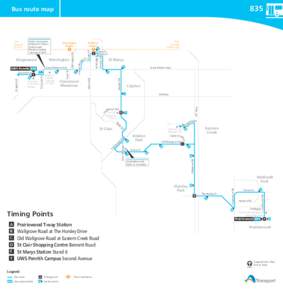835  Bus route map Great Western Hwy