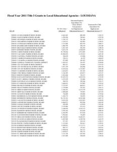 Fiscal Year 2011 Title I Grants to Local Educational Agencies - LOUISIANA  LEA ID[removed][removed]