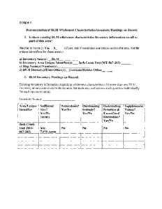 Documentation of BLM Wilderness Inventory Findings on Record Unit 203