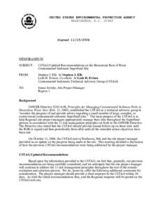 CSTAG Updated Recommendations on the Housatonic Rest of River Contaminated Sediment Superfund Site
