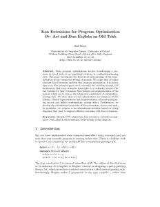 Kan Extensions for Program Optimisation Or: Art and Dan Explain an Old Trick Ralf Hinze