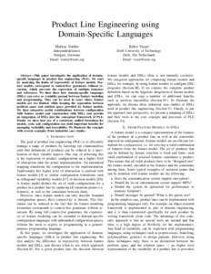 Product Line Engineering using Domain-Specific Languages Markus Voelter Eelco Visser