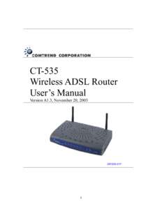CT-535 Wireless ADSL Router User’s Manual Version A1.3, November 20, 