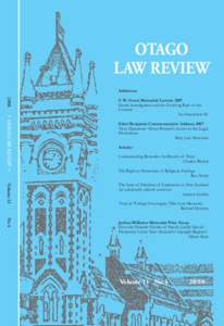 OTAGO LAW REVIEW Addresses 2008 • OTAGO LAW REVIEW •