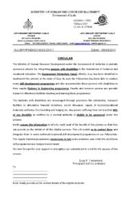 MINISTRY OF HUMAN RESOURCE DEVELOPMENT Government of India SCHEME FOR INTEGRATING PERSONS WITH DISABILITIES IN THE MAINSTREAM OF TECHNICAL AND VOCATIONAL EDUCATION GOVE RNMENT POLYTECH