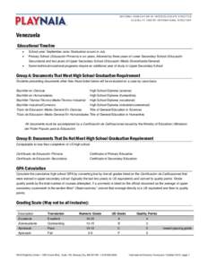 NATIONAL ASSOCIATION OF INTERCOLLEGIATE ATHLETICS ELIGIBILITY CENTER INTERNATIONAL DIRECTORY Venezuela Educational Timeline 