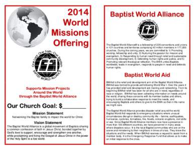 2014 World Missions Offering  Baptist World Alliance