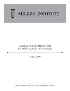 Capital Access Index 2008 Best Markets for Business Access to Capital
