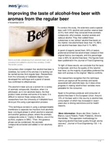 Improving the taste of alcohol-free beer with aromas from the regular beer