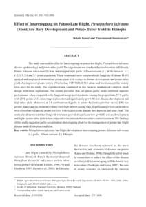 Kasetsart J. (Nat. Sci.) 40 : [removed])  Effect of Intercropping on Potato Late Blight, Phytophthora infestans