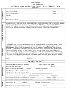 ATTACHMENT A  CITY OF GLENARDEN MARYLAND PUBLIC INFORMATION ACT (MPIA) REQUEST FORM  SIGNATURE