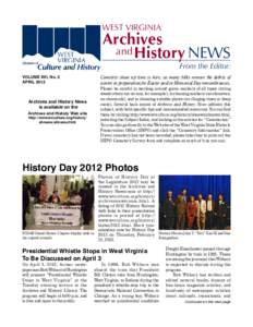 WEST VIRGINIA  Archives and History NEWS  From the Editor: