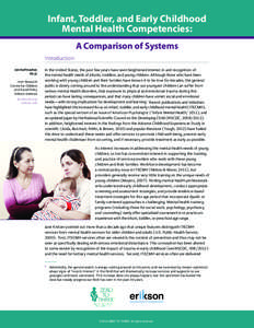 Infant, Toddler, and Early Childhood Mental Health Competencies: A Comparison of Systems Introduction Jon Korfmacher, Ph.D.