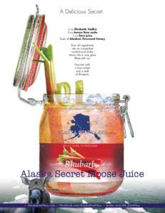 A Delicious Secret. 2 oz Rhubarb Vodka 2 oz lemon lime soda 1 oz lime juice Dash of Alaskan Fireweed Honey Pour all ingredients