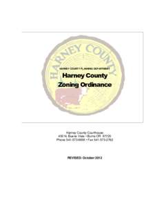 HARNEY COUNTY PLANNING DEPARTMENT  Harney County Zoning Ordinance  Harney County Courthouse