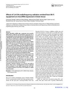 International Journal of Radiation Biology, July 2015; 91(7): 555–561 © 2015 Informa UK, Ltd. ISSNprint / ISSNonline DOI: Eﬀects of 2.4 GHz radiofrequency radiati