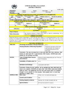 UNHCR Sub-Office JALALABAD DISTRICT PROFILE DATE: 1/6/02