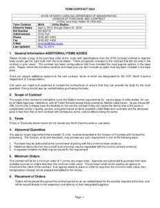 TERM CONTRACT 065A STATE OF NORTH CAROLINA, DEPARTMENT OF ADMINISTRATION DIVISION OF PURCHASE AND CONTRACT 116 West Jones Street, Raleigh, NC[removed]