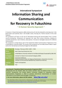 United Nations University Fukushima Global Communication Programme International Symposium  Information Sharing and