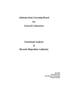 Alabama State Licensing Board for General Contractors Functional Analysis &