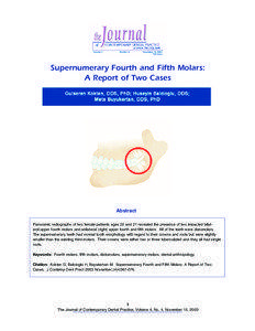 Supernumerary Fourth and Fifth Molars: A Report of Two Cases