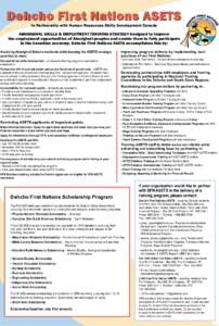 Dehcho First Nations ASETS in Partnership with Human Resources Skills Development Canada Aboriginal Skills & Employment Training Strategy designed to improve the employment opportunities of Aboriginal peoples and enable 