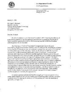 U.S. Department of Justice Civil Rights Division Assistant Attorney General 950 Pennsylvania Ave, NW ~ RFK Washington, DC 20530