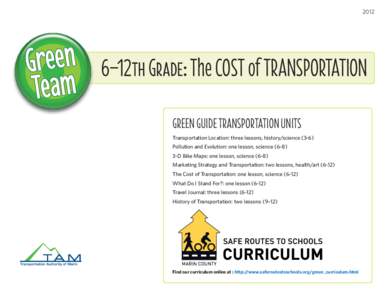 2012  Activities 6–12th Grade: The COST of TRANSPORTATION Green Guide Transportation Units