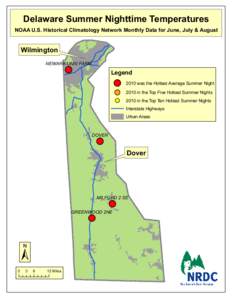 Delaware Summer Nighttime Temperatures  NOAA U.S. Historical Climatology Network Monthly Data for June, July & August Wilmington NEWARK UNIV FARM