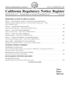 California Regulatory Notice Register 2009, Volume No. 22-Z