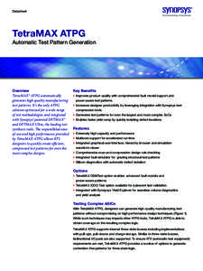 Datasheet  TetraMAX ATPG Automatic Test Pattern Generation  Overview