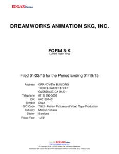 DREAMWORKS ANIMATION SKG, INC.  FORM 8-K (Current report filing)