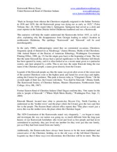 Keetoowah History Essay United Keetoowah Band of Cherokee Indians www.unitedkeetoowahband.org www.ukb-nsn.gov www.keetoowahcherokee.org