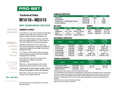 Technical Data  HANDLING PROPERTIES M1018~M2015 WHITE TOOLING SURFACE COAT EPOXY