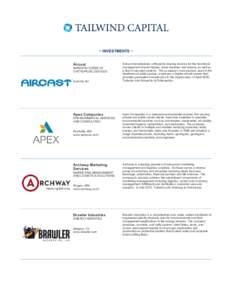 ~ INVESTMENTS ~ Aircast MANUFACTURER OF ORTHOPEDIC DEVICES Summit, NJ