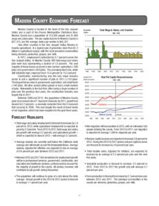 Madera County Economic Forecast Madera County is located in the heart of the San Joaquin Valley and is part of the Fresno Metropolitan Statistical Area. Madera County has a population of 152,300 people and 41,800 wage an