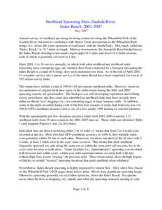 Steelhead Spawning Sites, Gualala River Index Reach, [removed]May 2007 Annual surveys of steelhead spawning are being conducted along the Wheatfield Fork of the Gualala River, between its confluence with House Creek dow