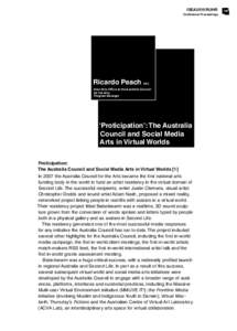 ISEA2010 RUHR Conference Proceedings Ricardo Peach (au) Inter-Arts Office at the Australia Council for the Arts